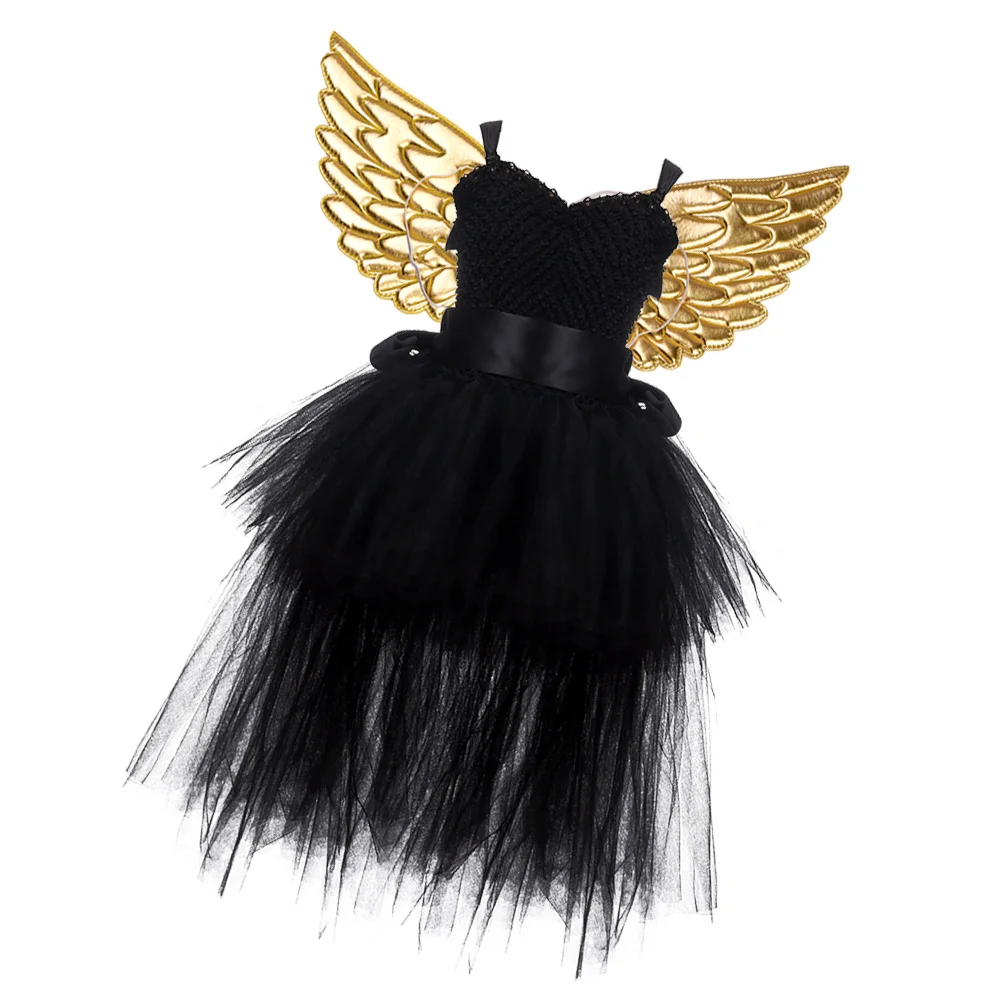 

Halloween Tutu Dress Suit Fairy Mesh Sleeveless Skirt Set For Girls Costume Party Design Comfortable Breathable