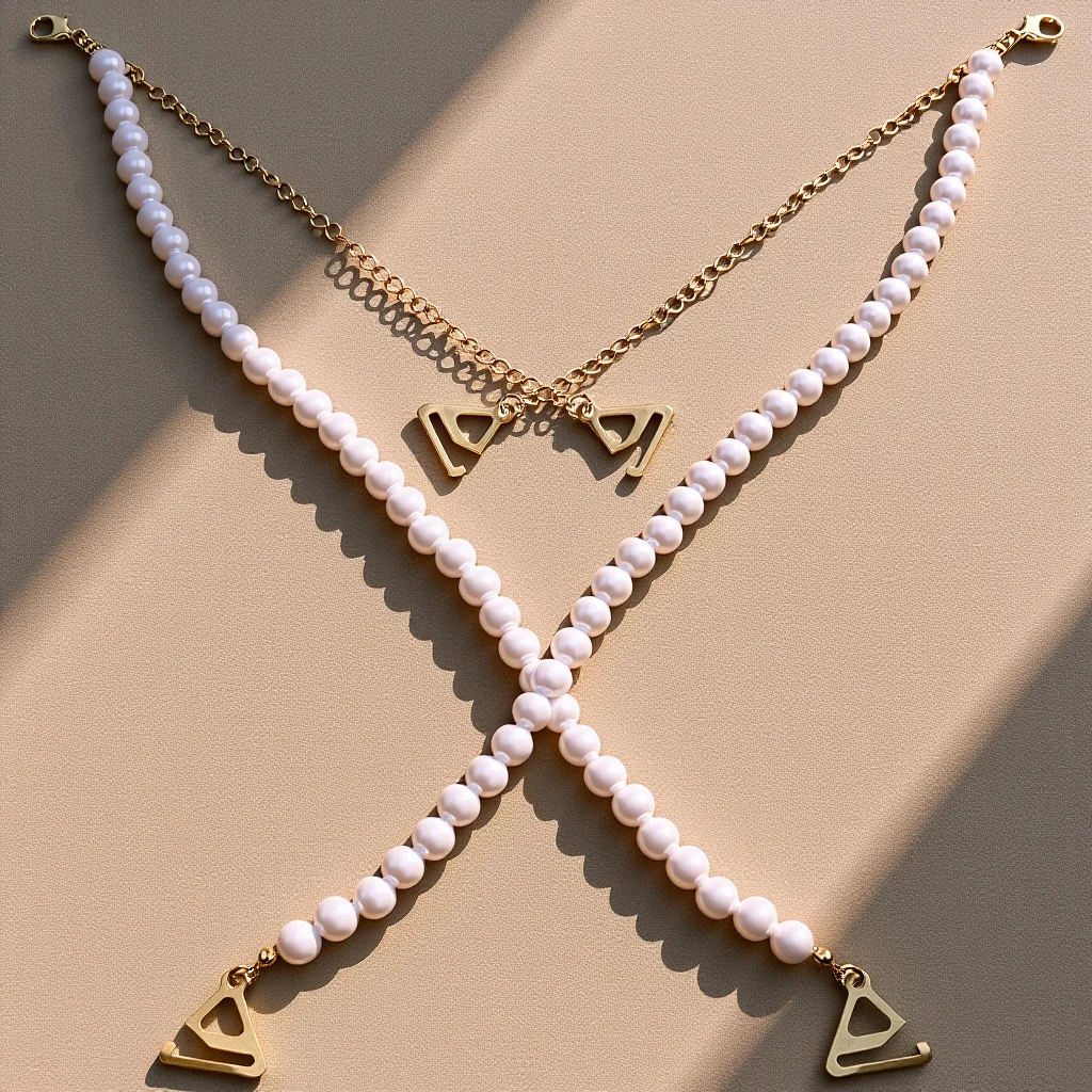 

Pearl Shoulder Strap 8mm Double Pearl Beaded Bra Straps s 1.8Hooks Decorative Dress Straps Replacement Accessories Bra Chain