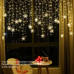 3.2M fiocchi di neve di natale LED String Lights luci lampeggianti per tende da fata impermeabili per la decorazione di natale di nozze per feste di festa