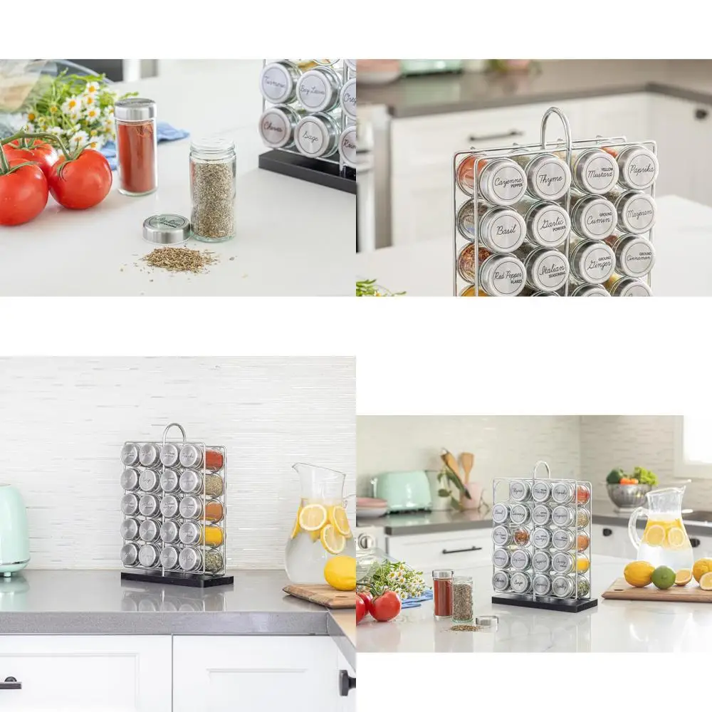

Полка для специй на 20 банок из нержавеющей стали со встроенными специями, стоячим и органайзером на столешнице для кухни, заправки для специй на 5 лет