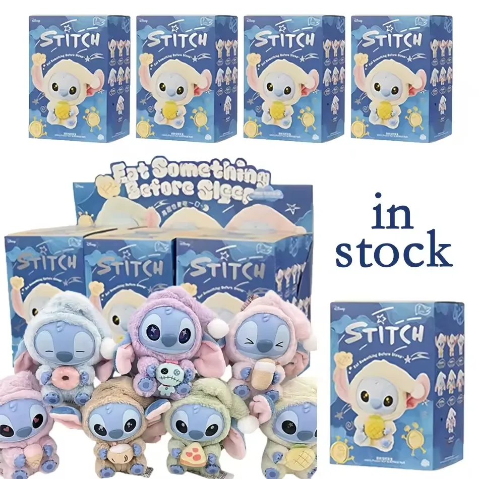 

Disney New Stitch Eat Some Thing Before Sleep Series Vinyl Blind Box Bag Pendant Cute Plush Doll Mystery Box Toy Surprise Gifts