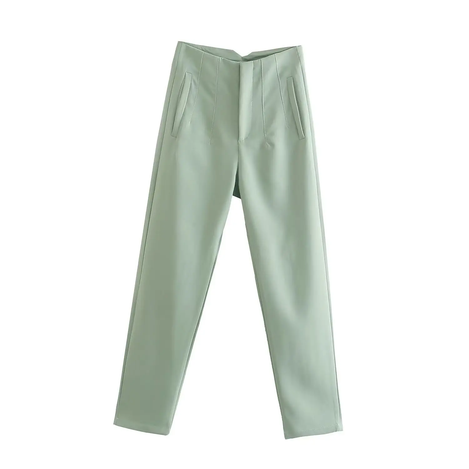 2026 European and American new women's high waisted long pants straight leg double-layer thick four sided elastic casual pants