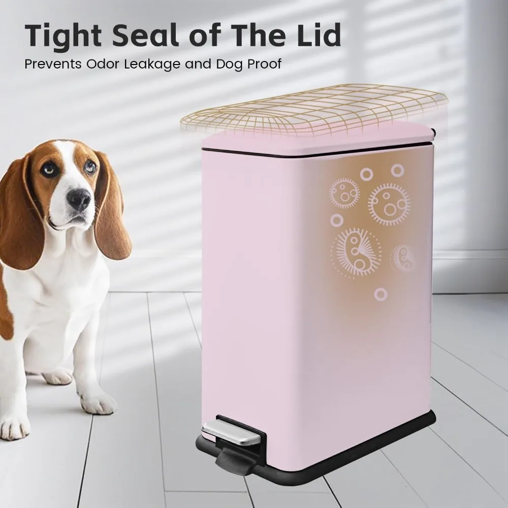 12-Gallonen-Mülleimer aus Edelstahl mit Absenkautomatikdeckel, abnehmbarem Eimer, Fingerabdruckbeständig, Geruchskontrolle, Pedalbetätigung f