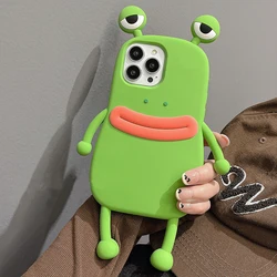 Funny Soft Silicone 3D Frog Phone Case For iPhone 14 13 11 12 15 16 17 Pro Max XS XR 8 Plus Cartoon Cute Shockproof Bumper Cover