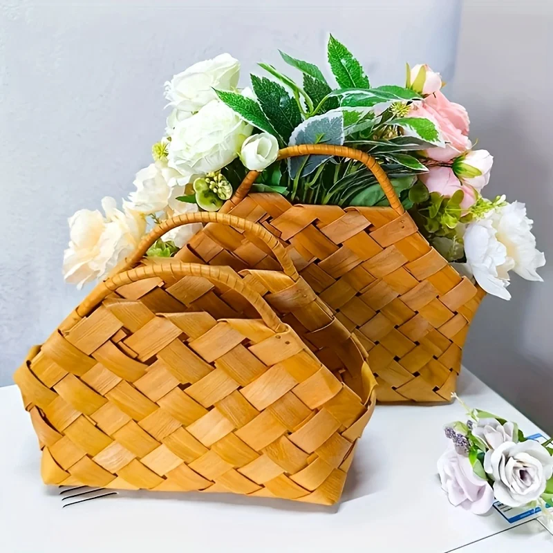 

Подарочная корзина ручной работы, романтическая цветочная корзина, подходит для украшения дома и гостиной, цветочная корзина для девочки на свадьбу.