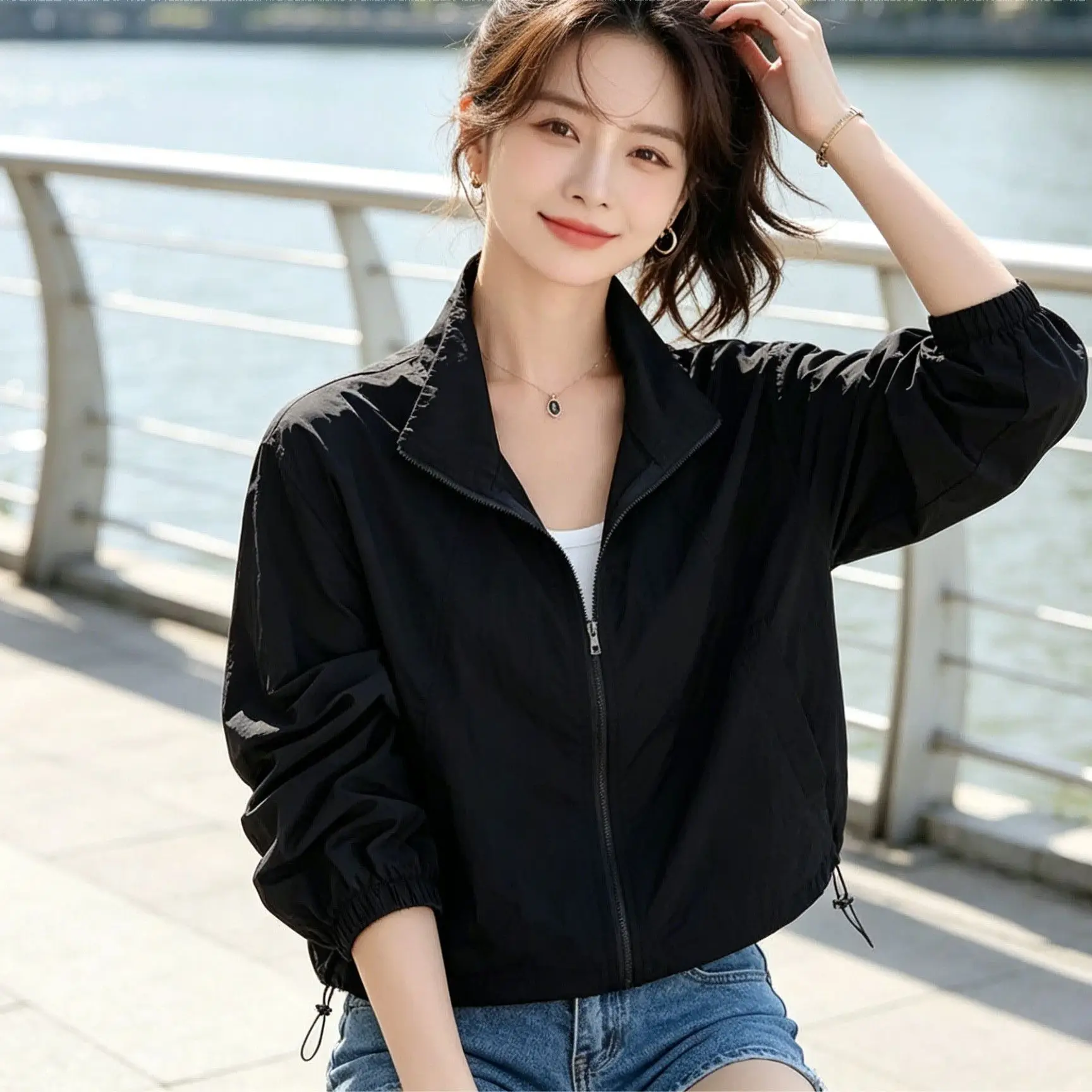 2026 New Sunscreen Coats Women's Summer Korean Stand Collar Outwear Light Sun-protective Clothing Jackets Short Female Overwear