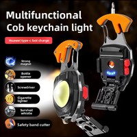 5 in1 Multifunctional Mini COB LED KeyChain Light： USB, Magnet, Opener, Screwdriver