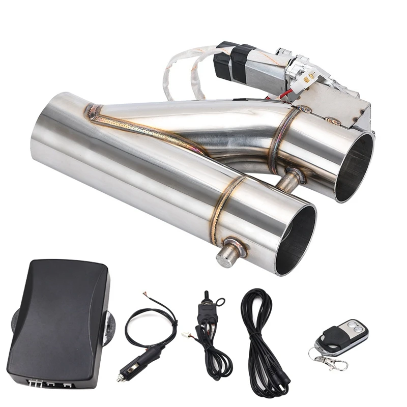 

Universal Dual Valve Electric Exhaust Shutoff Valve System Y-Type Exhaust Muffler Kit With Wireless Remote