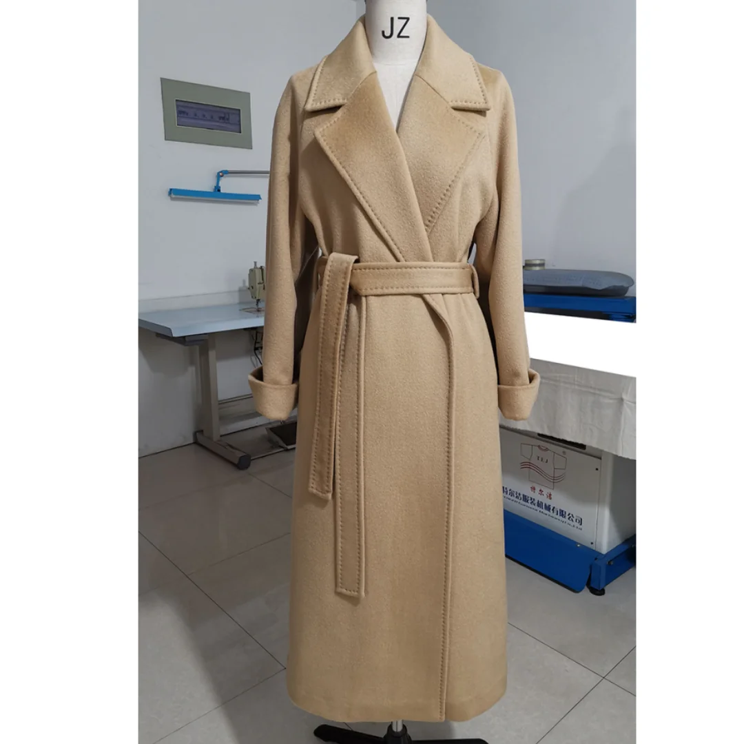 High-end White Cashmere Coat Female Autumn Winter Long Wool Coat Female Black Loose Coat Casual Fashion Navy Blue Coat Commuting