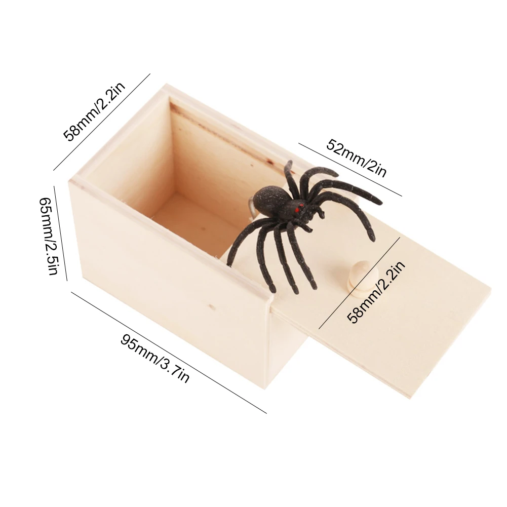 Handcrafted Wooden Spider Money Surprise in A Box Pranks Stuff Toys Funny Wooden Box Toy Practical Joke Toys for Adults & Kids