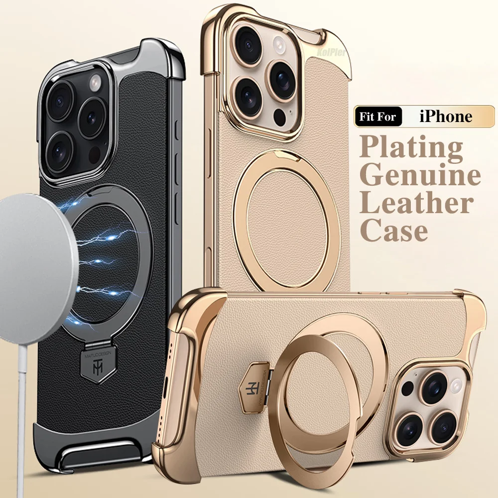 

Кожаный магнитный чехол для телефона для iPhone 16 PRO MAX 15 14 13, без рамок, защитный чехол-подставка премиум-класса