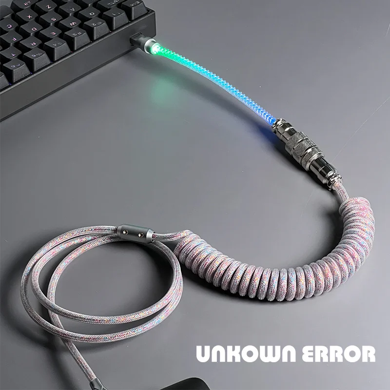 UNKNOWN ERROR Colorful Slow Flashing Rgb Customized Keyboard Cable Manual Spiral Telescopic Spring Cable Accessory Gifts