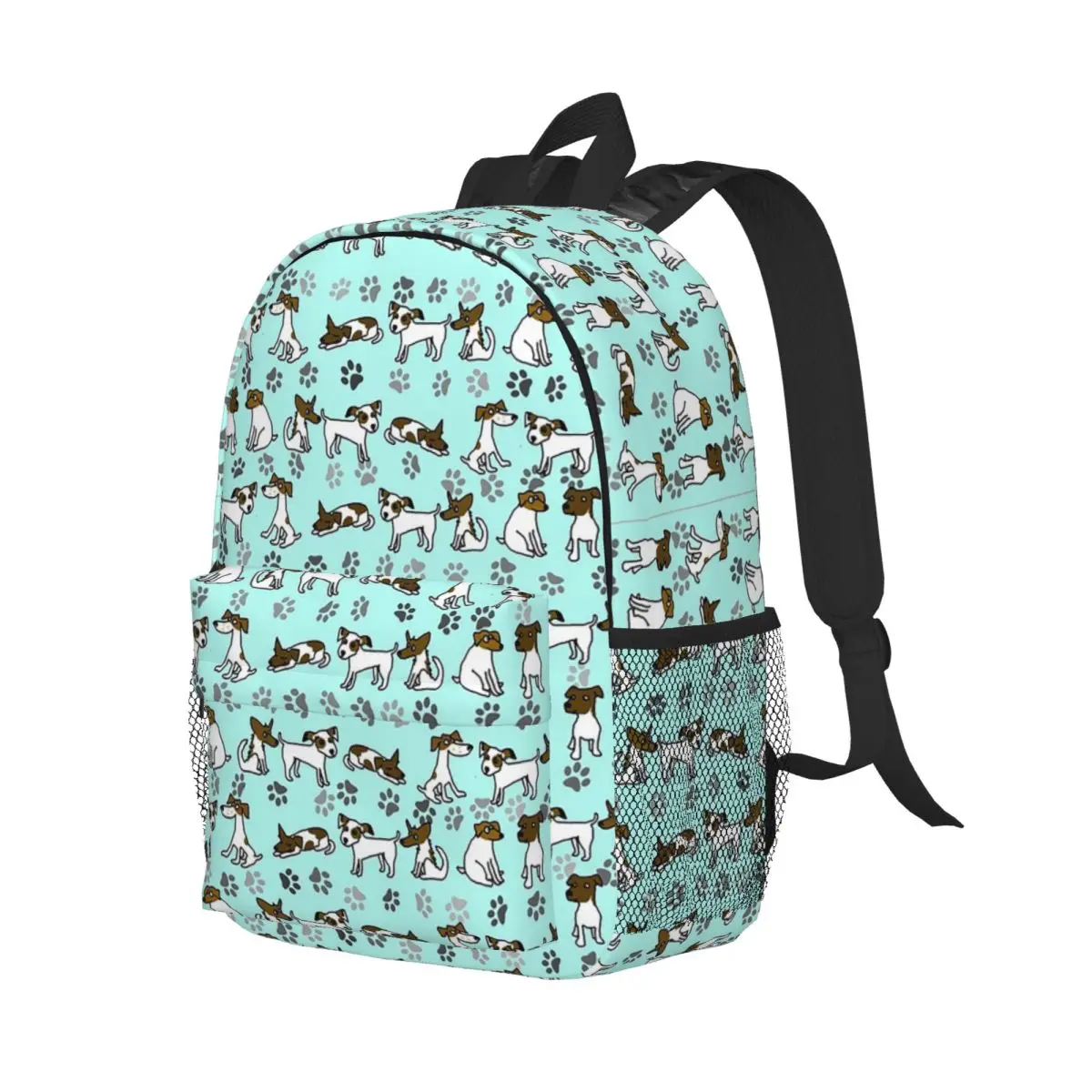 Jack Russell Terrier Cartoon With Light Blue Background Backpack Student BookBag Men Women School Bag Computer Shoulder Bags