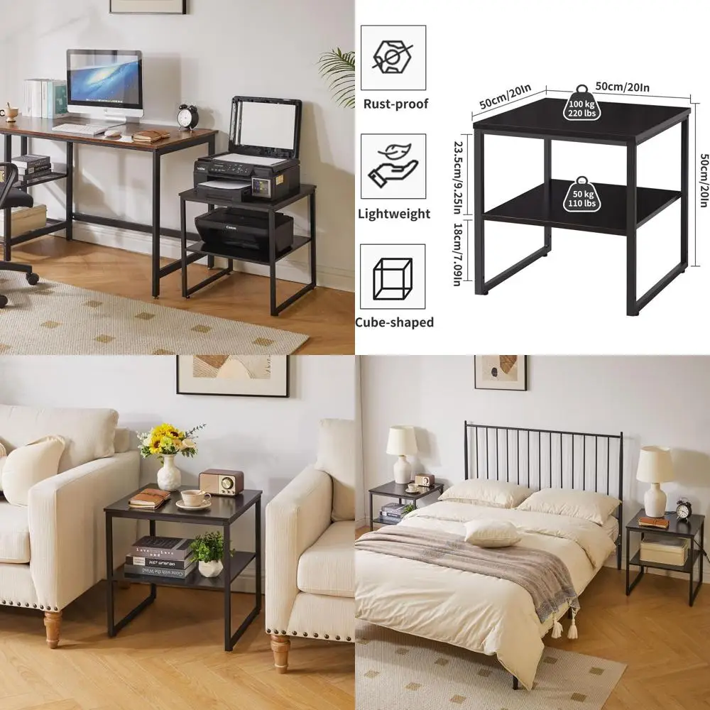 

Регулируемая подставка для кофейного/чайного столика 20x20 дюймов с полкой для хранения, для общежитий, больших принтеров, офисного использования