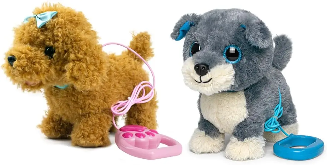 Interactive 2-Piece Walking and Barking Plush Puppy Toy Set with Remote Control Leash, Electronic Pet Toys for Kids