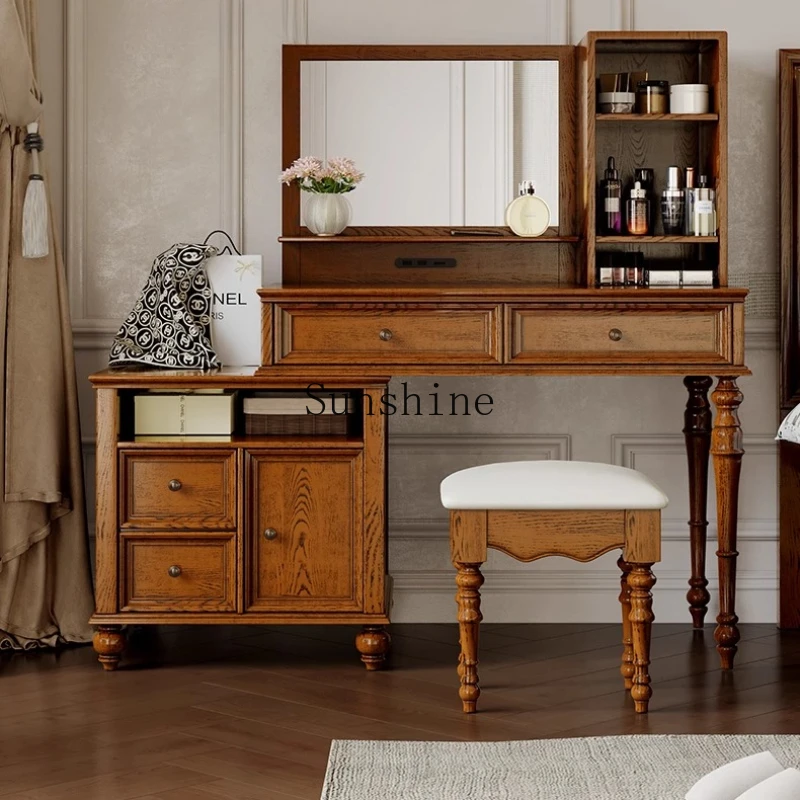

French retro solid wood dresser chest integrated bedroom simple modern, premium