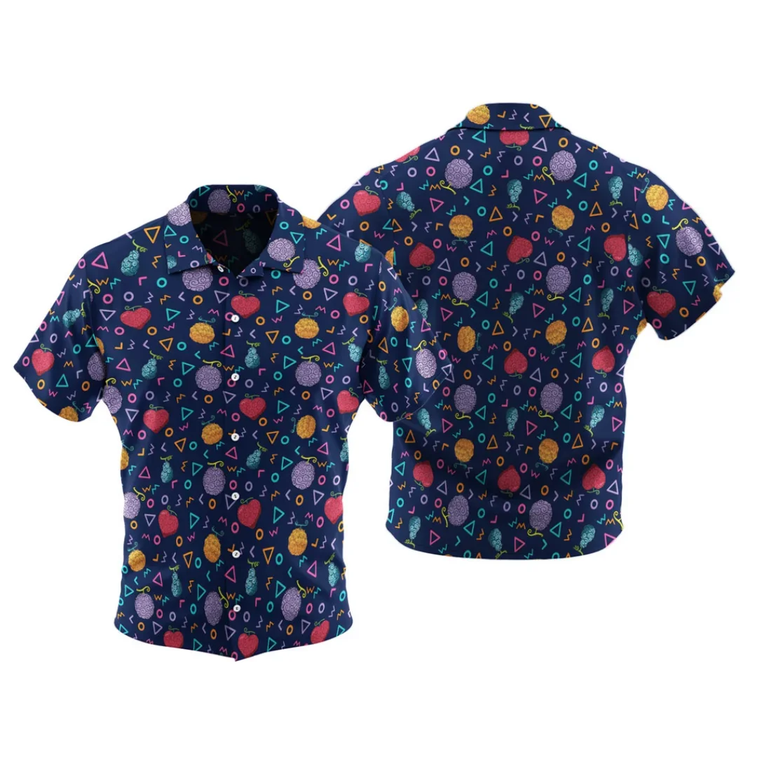 Summer Men's One Piece Hawaiian Shirt Ace Luffy Brothers Print Short Sleeve Tropical Vacation Shirt Tops  Anime Kids Clothes