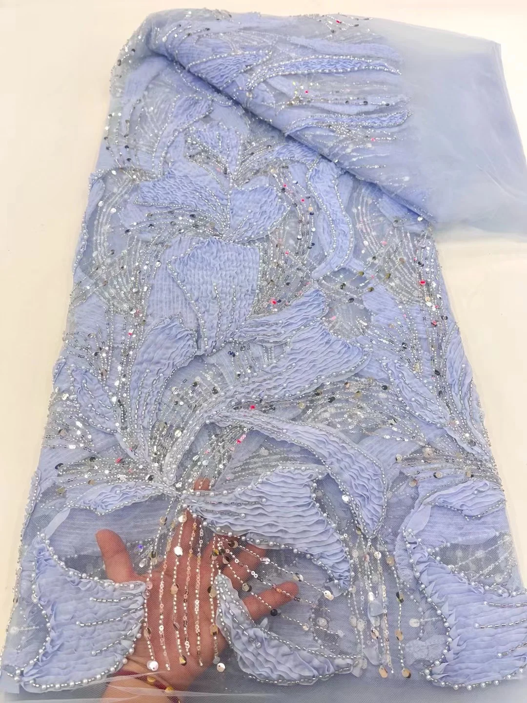 

Нигерийское французское 3D кружево 2025, ткань с блестками для свадебного платья, вышитая африканская тюль, сетчатая кружевная ткань, высокое качество для женщин