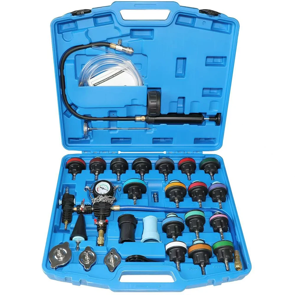 28 Pcs Universal Radiator Pressure Tester Coolant Pressure Tester kit Vacuum Type Cooling System Tool Kit
