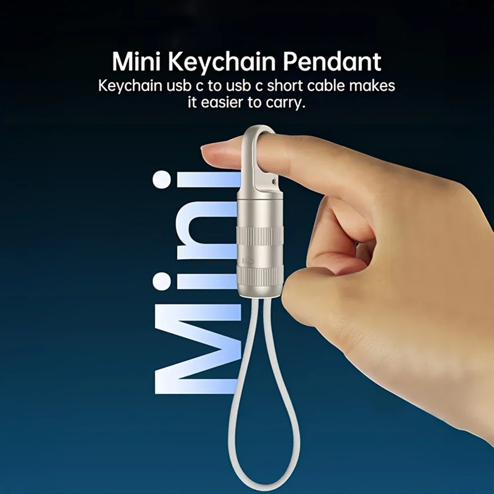 HANNUO 60W Short USB C Cable Fast Charging Type C to Type C Cable Keychain Short Line for iphone Samsung OPPO USB Braided Cable