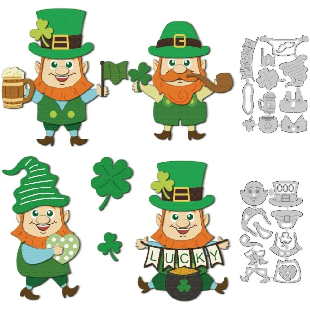 St. Patrick Zwerg-Stanzformen, Stanzformen aus Kohlenstoffstahl, Kartenherstellung, Schablonen, Vorlage für DIY-Prägung, Scrapbooking, Bastelpapier