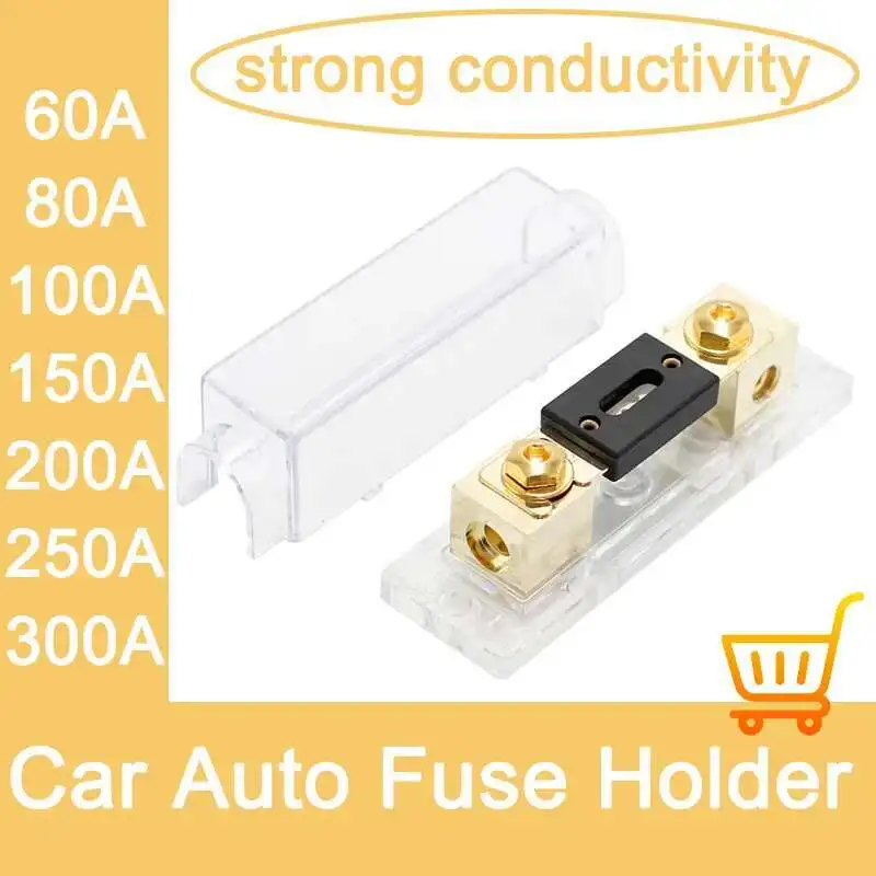 

Gold Car Auto Holder Bolt-On Automotive Audio Fuse Holders Fusible K With 40 50 80 100 125 150 250 300 400A Amp