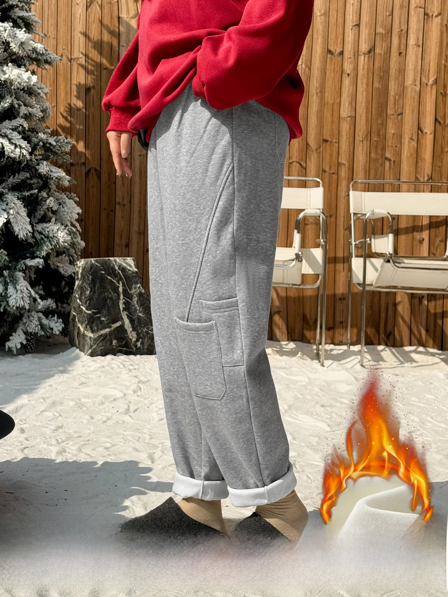 Plus Size Dames Fleece gevoerde casual joggingbroeken 3 lengteopties 450g Warme afslankende lentecollectie Hoge taille Katoenmix