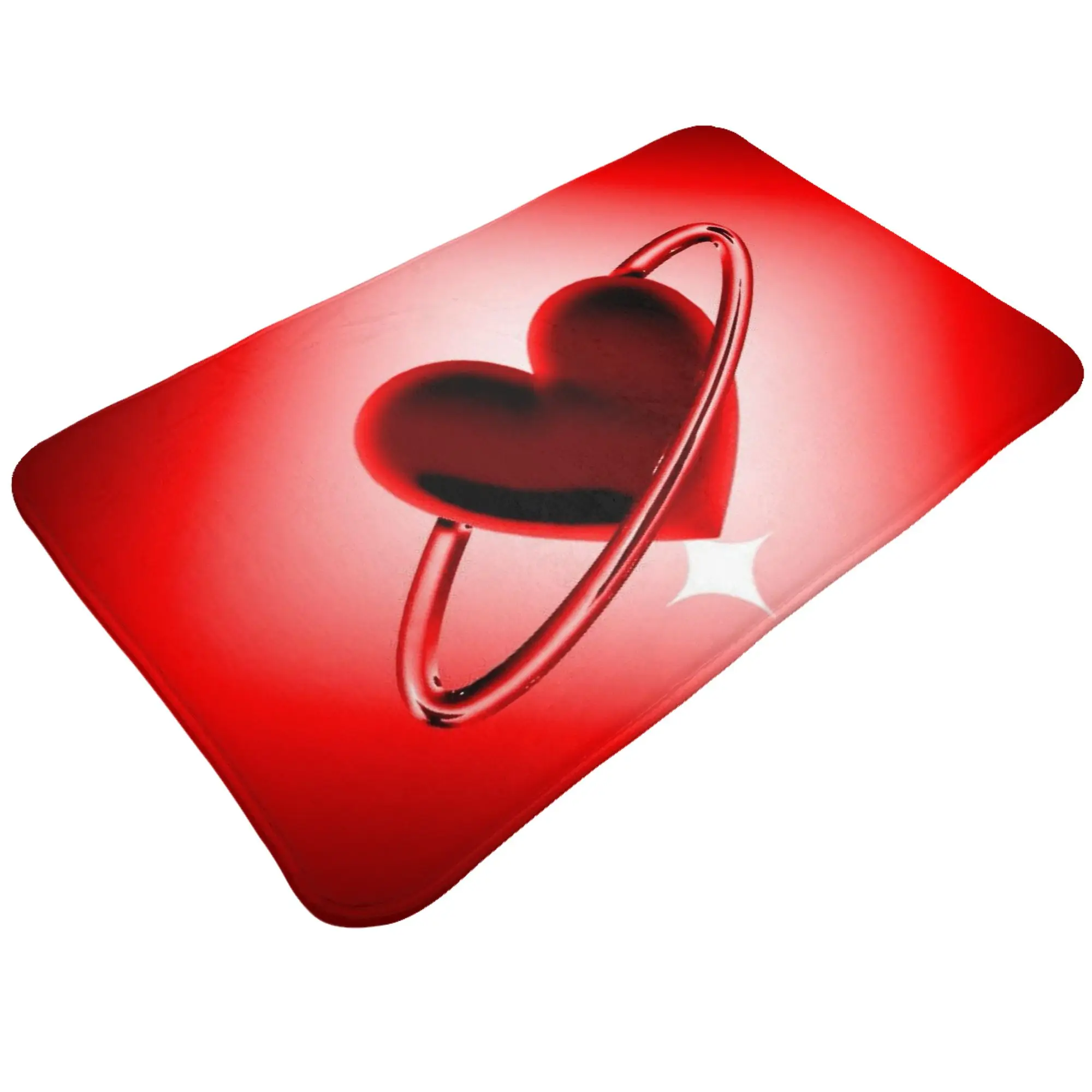 Red Heart Planet Space Art Doormat Bath Living Room Mat  Absorbent Home Decoration