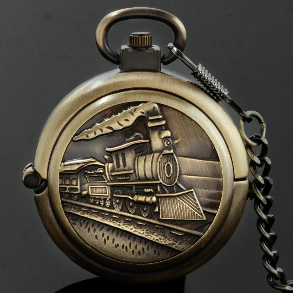 

Steampunk Bronze Mechanical Pocket Watch Retro Creative Rotating Cover Roman Numeral Display Manual Mechanism Pendant Male Clock