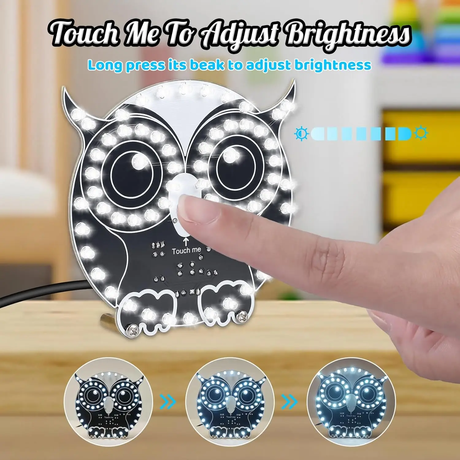 DIY Lehimleme Öğrenme Kiti Dokunmatik Kontrol Baykuş LED Işık Yeni Başlayanlar için Elektronik Uygulama STEM Eğitim Yaratıcı Mevcut