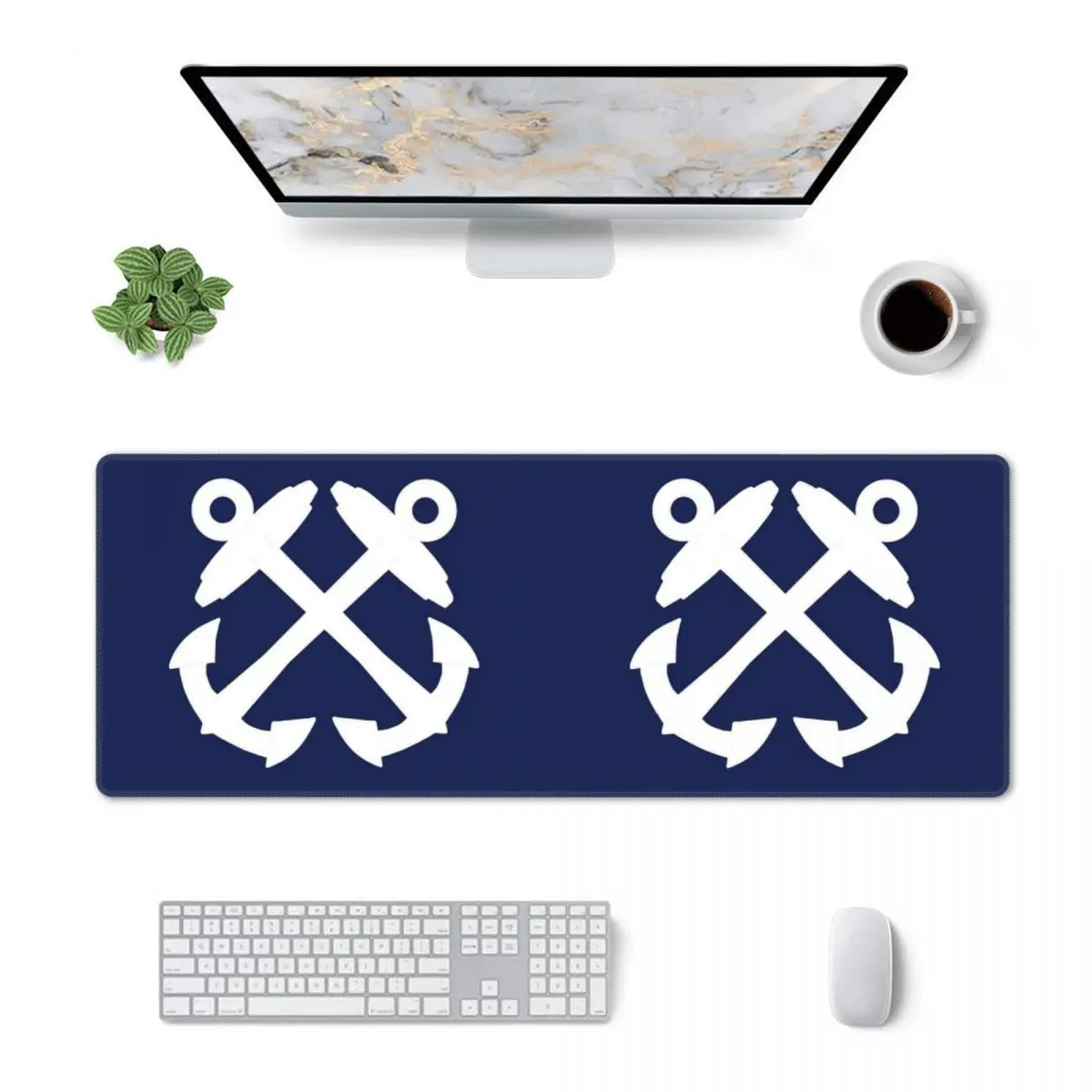 Large Mouse Pad Boatswains Mate Crossed Anchors - White Gamer PC Laptop Mats Keyboard Carpet Computer Gaming Office Desk Mat
