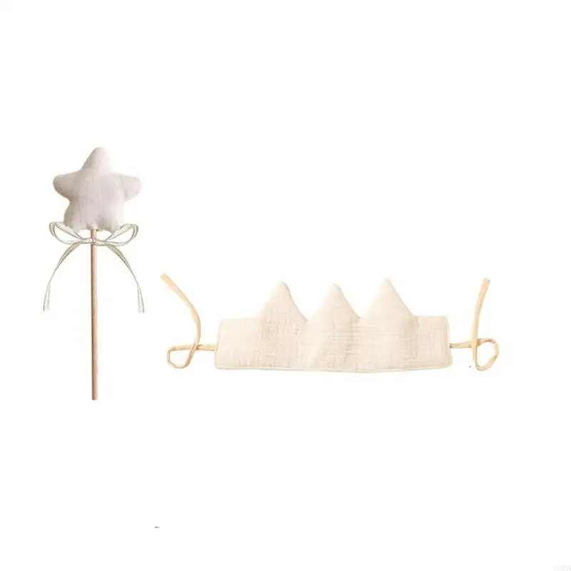 CORB Girl Crown Shaped Hairband Fairy Star Wand Set Photo Props for Baby Showers Birthday Parties and Stage Performances