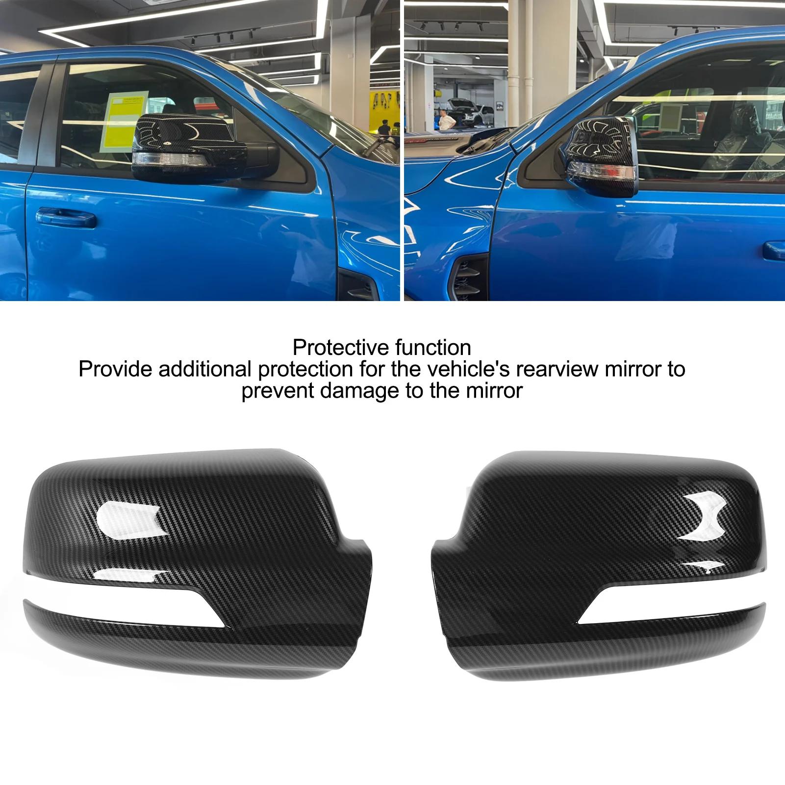 For Dodge Ram 1500 TRX 2023 1 Pair Left+Right Rearview Mirror Cover Housing Cap ABS Carbon Fiber Door