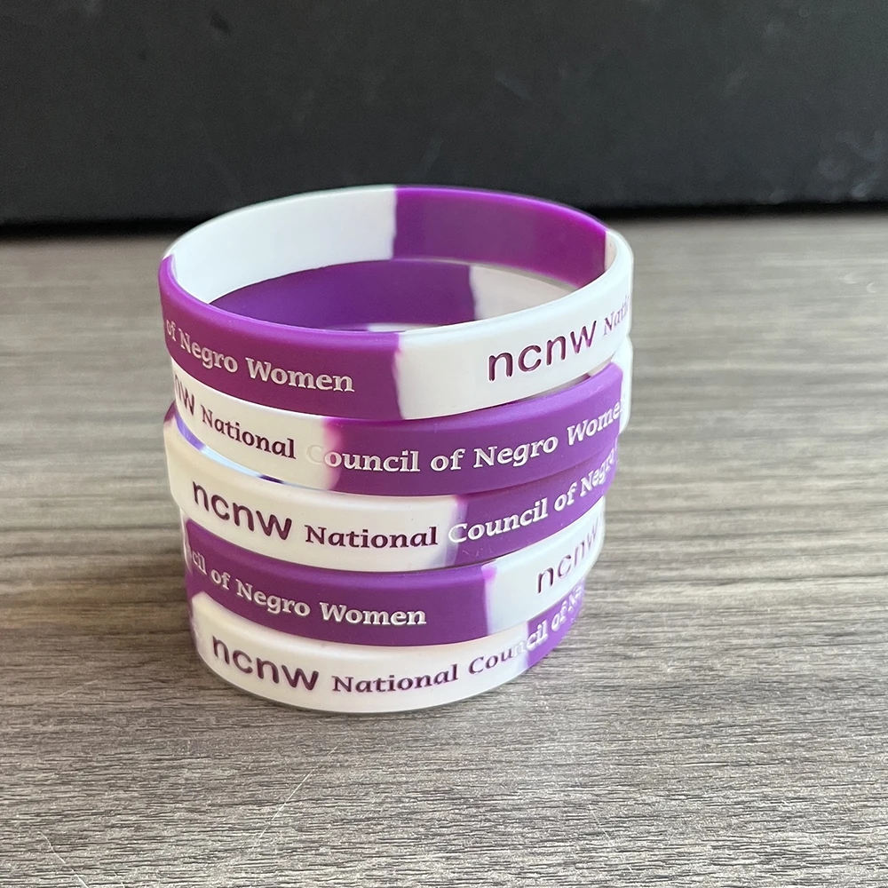 Greek alphabet NCNW Purple Silicone Wristband sisters Party Gift Bracelet Wristband