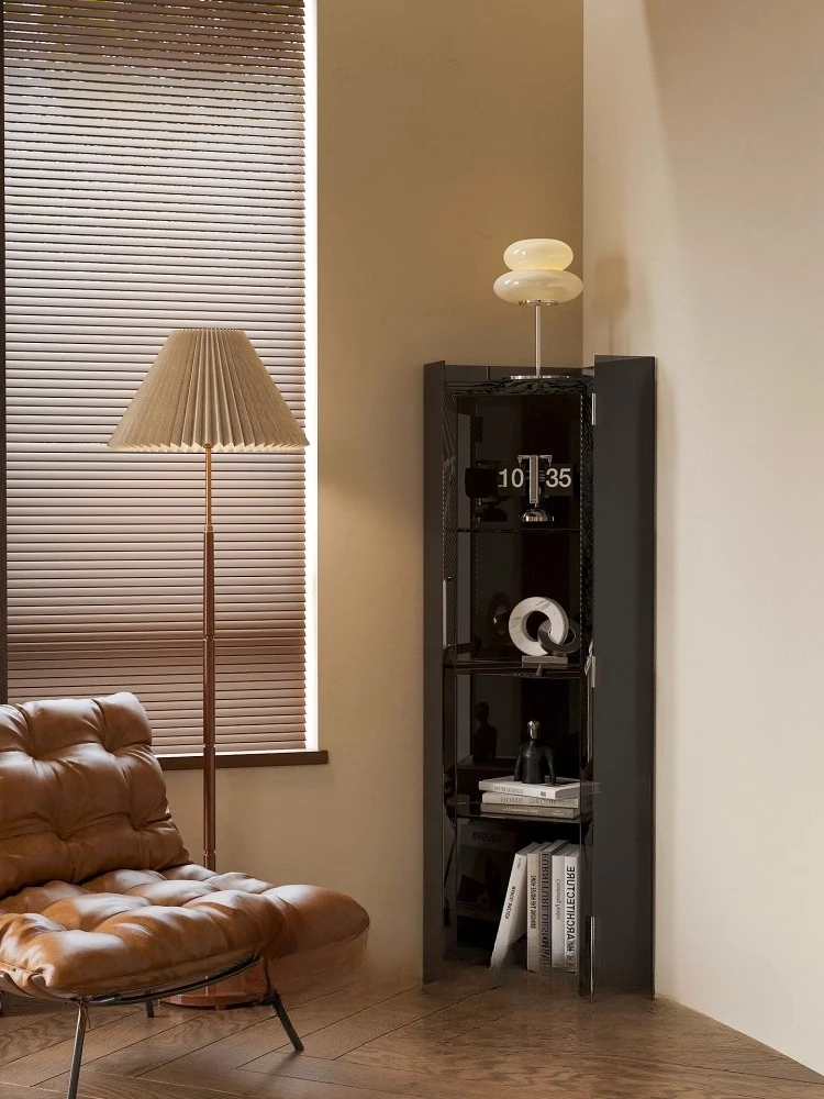 Storage Cabinet Triangle Display Cabinet with Door Living Room Corner Bedroom Study Floor Locker