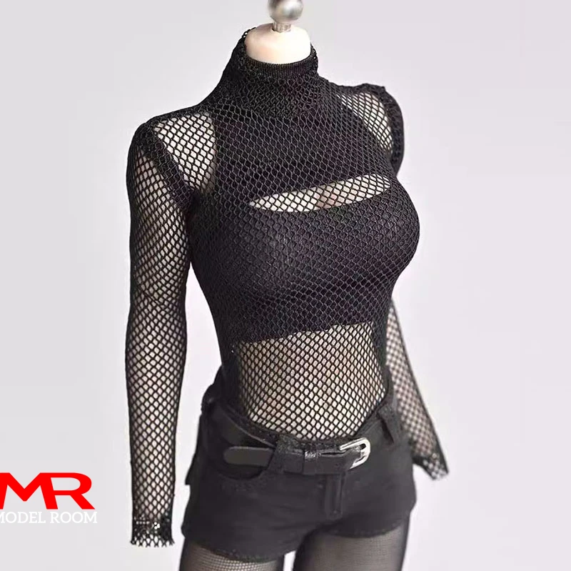 1/6 Scale หญิงตาข่ายเสื้อยืด Fishnet Top ชุดลําลองแขนยาวเสื้อผ้า 12 ''Soldier Action Figure Body ตุ๊กตา