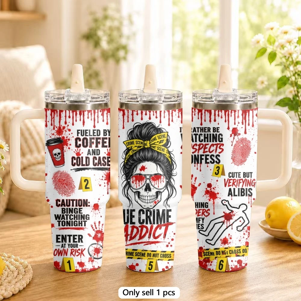 The Violent Girl Vacuum Flasks 40oz Stainless Steel Tumbler with Handle Straw Lid Vacuum Insulated Double Wall Leak Proof
