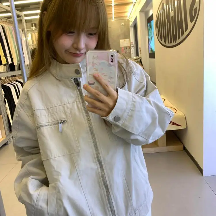 

Bomber Jackets Womens Jacket Double Face Autumn Mesh Panelled Cropped Dynamic OL Office Modern Professional Waistband Simple Ins