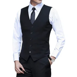 2023 New Men's Classic Formal Business Plus Size Men Solid Color Suit Vest Single Breasted Business Waistcoat Mens Wedding Suit