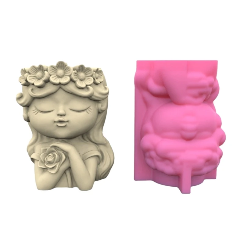 

Flower Pot Silicone Mold Concrete Cement Angel Girl Flowerpot Mould Plaster Molds Holder Epoxy Resin 3XUA