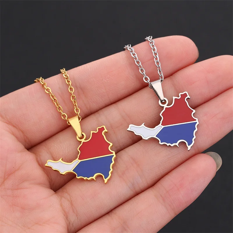 European And American Stainless Steel St. Martin Island Map Pendant Necklace Gift For Friends