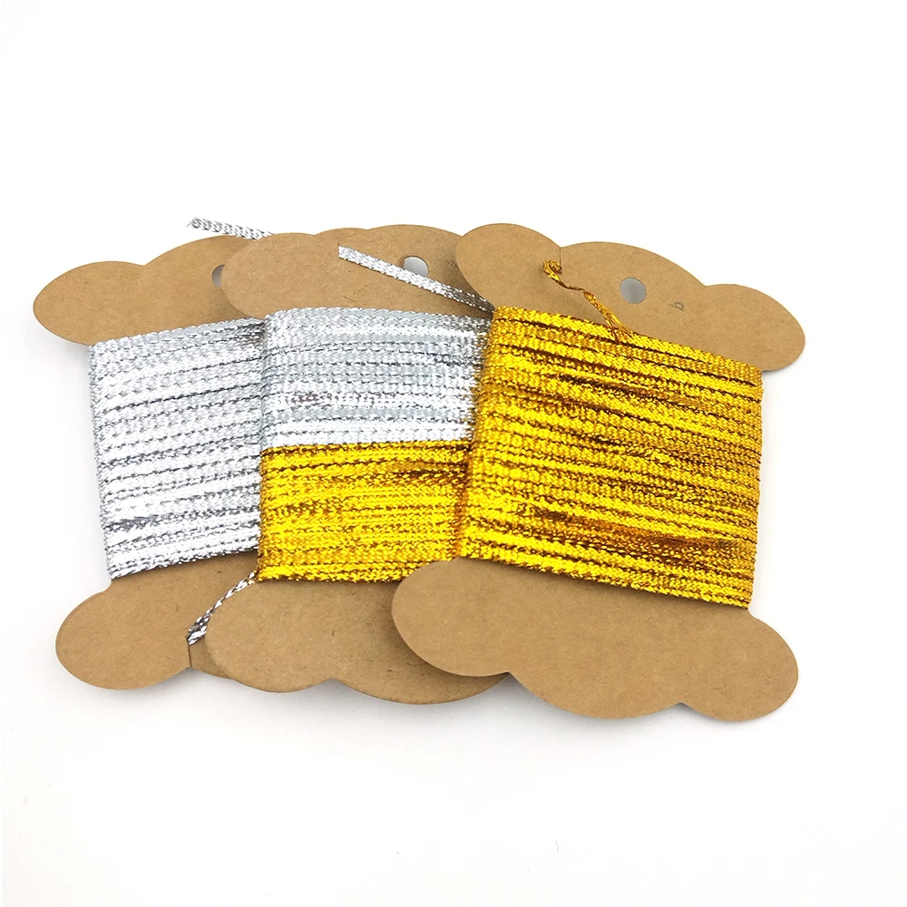 10M 3MM Flat Gold Silver Cord Tag Rope Non-Elastic DIY Gift Baking Gift Label Paper Decorative Cord Tag Rope
