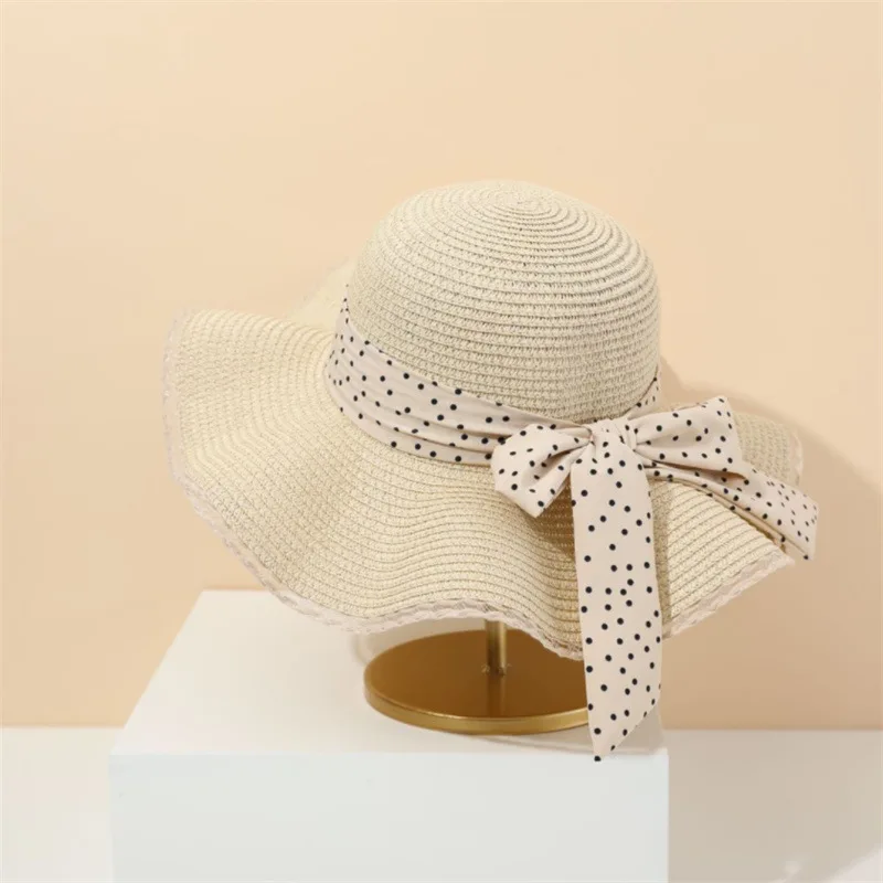 Sun Protection Straw Hat for Women Summer Beach and Beach Vacation Sun Grass Hat Bow Shaped Large Brimmed Sun Hat