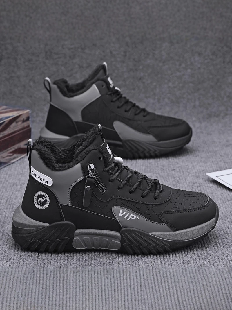 Men's Winter Snow Boots Thickened Fleece Anti-slip Waterproof Cold Resistant Cotton Shoes Casual Short Tube Daily Leisure