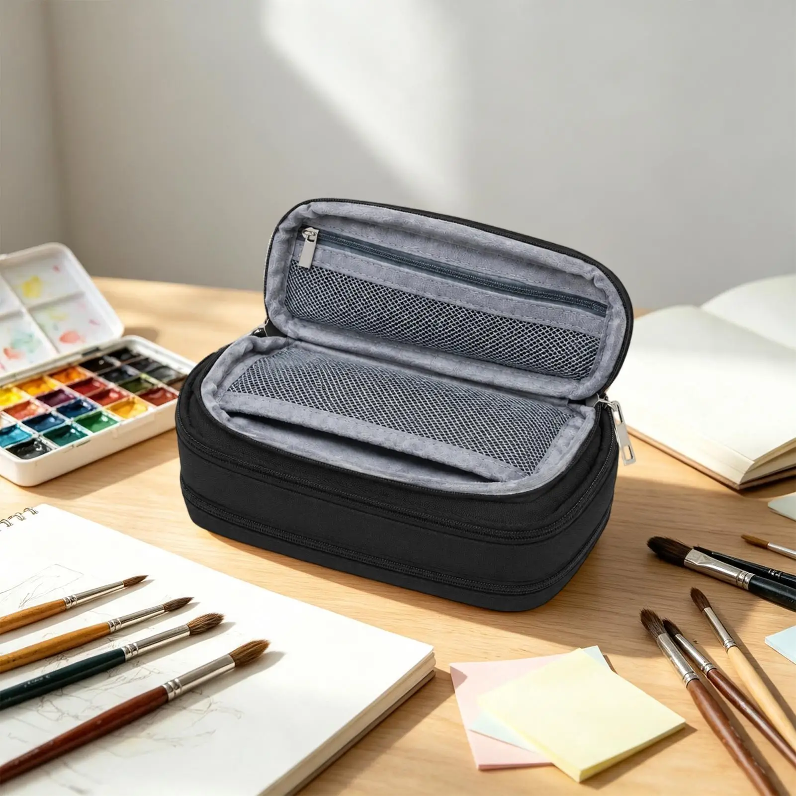 Pencil Case Pouch Multi Compartment Stationery Organizer Stationery Storage Makeup Bag for Middle School College Dorm Backpack