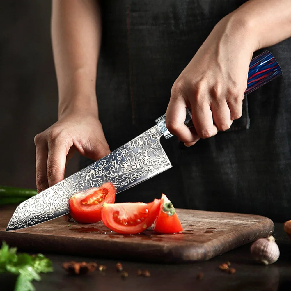 8 Inch Kiritsuke Knife 67-layers Damascus Steel VG-10 Blade Chef Slicing Cleaver Sushi Gyuto Western Kitchen Knife Resin Handle
