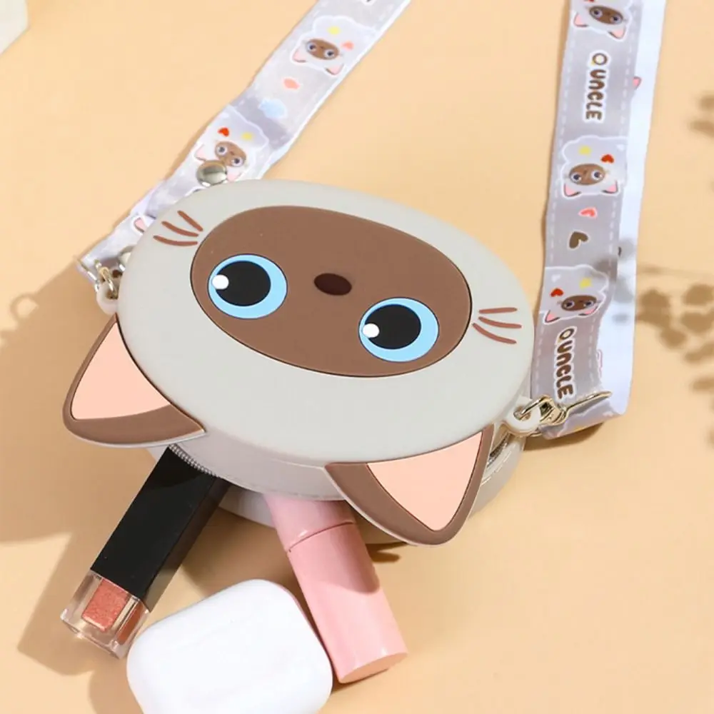 Fashion Kitty Siamese Cat Bag Animal Cartoon Black Cat Silicone Bag Soft Kawaii Cat Crossbody Bag Outdoor