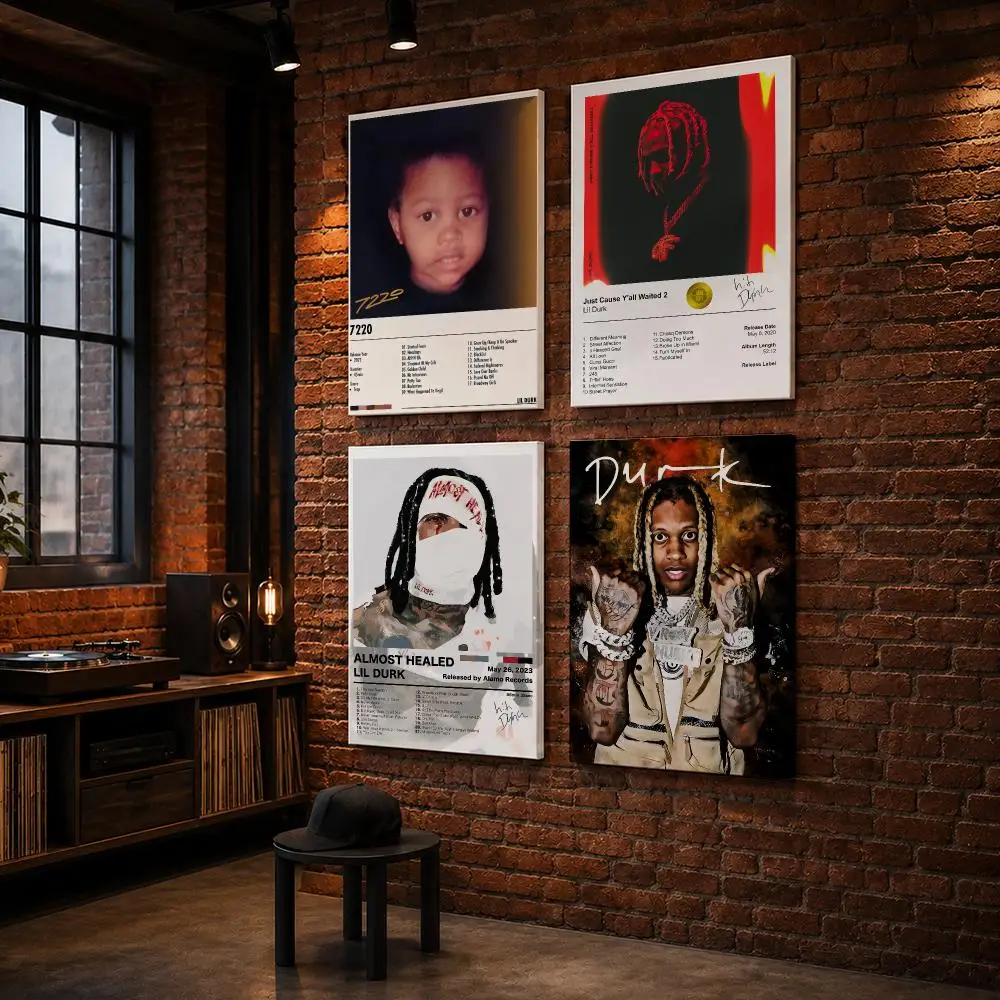 Music Album Star Lil D-Durk Framed Wall Painting Wood Framed Wall Art Print For Bedroom Living Room Hallway Office Home Decor