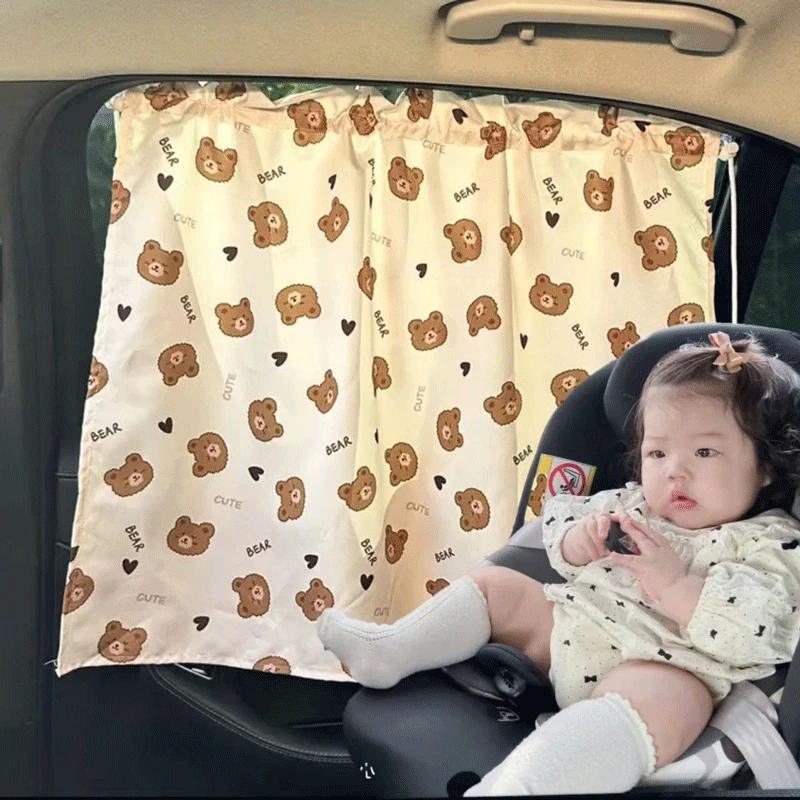 Suction Cup Curtain In The Car Window Sunshade Cover Cartoon Universal Side Window Sunshade UV Protection For Kid Baby Children