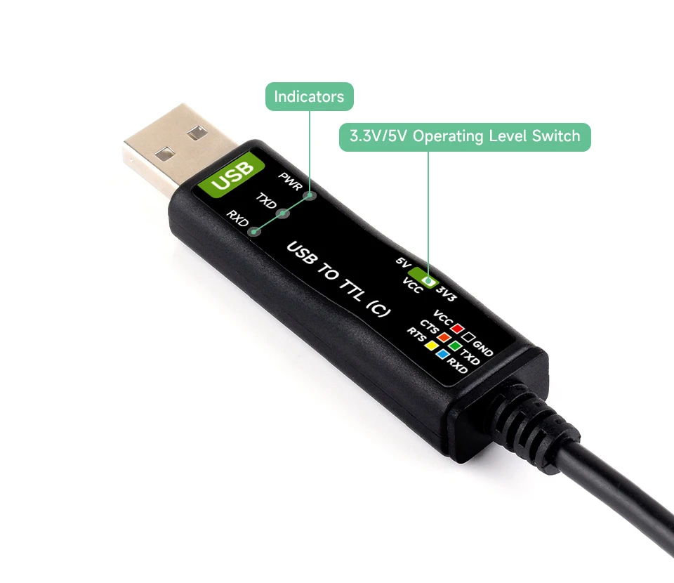 Interfaccia seriale da USB a TTL interfaccia cavo Dupont supporto Chip FT232RNL di grado industriale commutazione 3.3V/5V